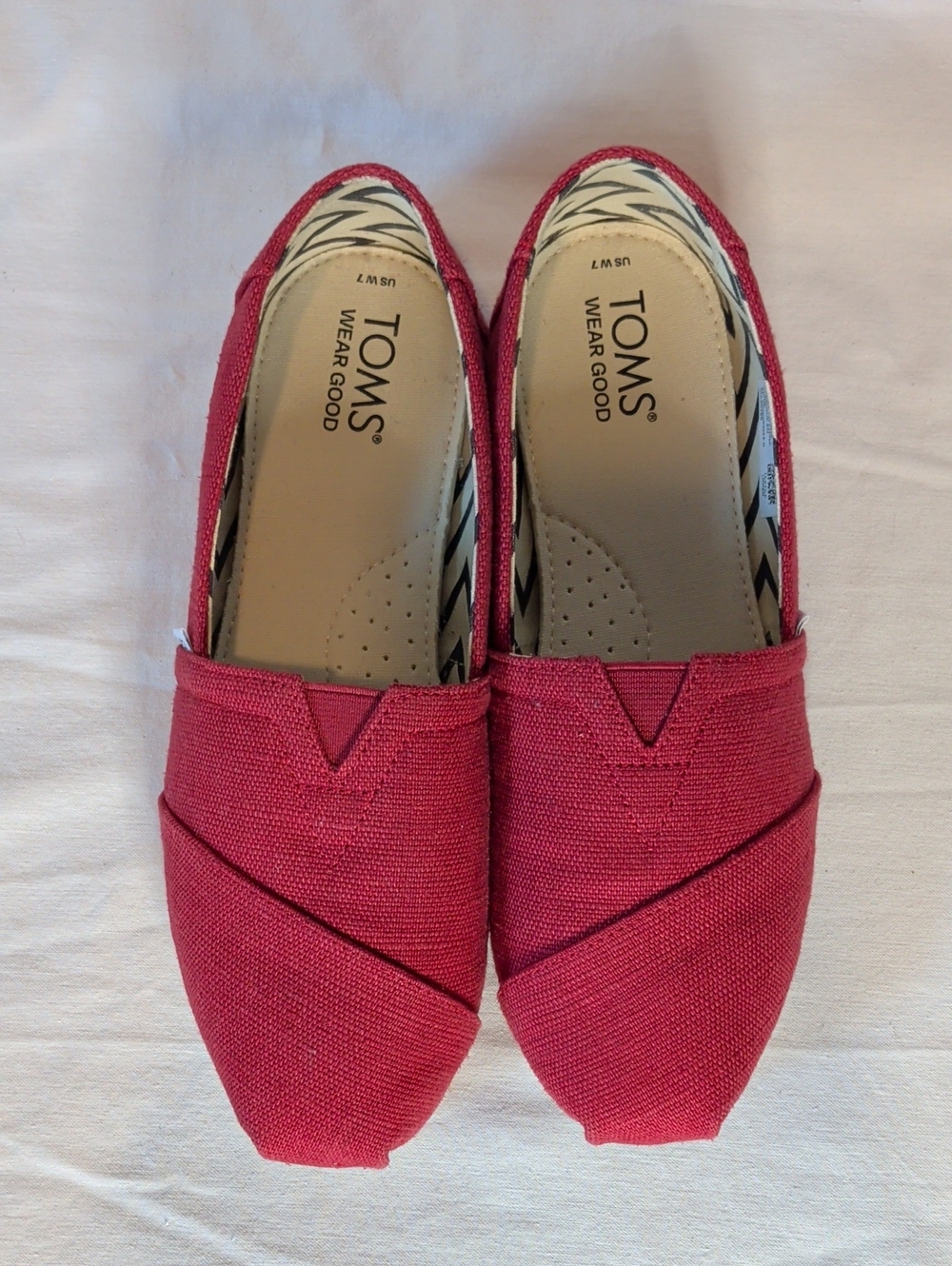 TOMS Red Alpargata Heritage Canvas Slip-On Flats